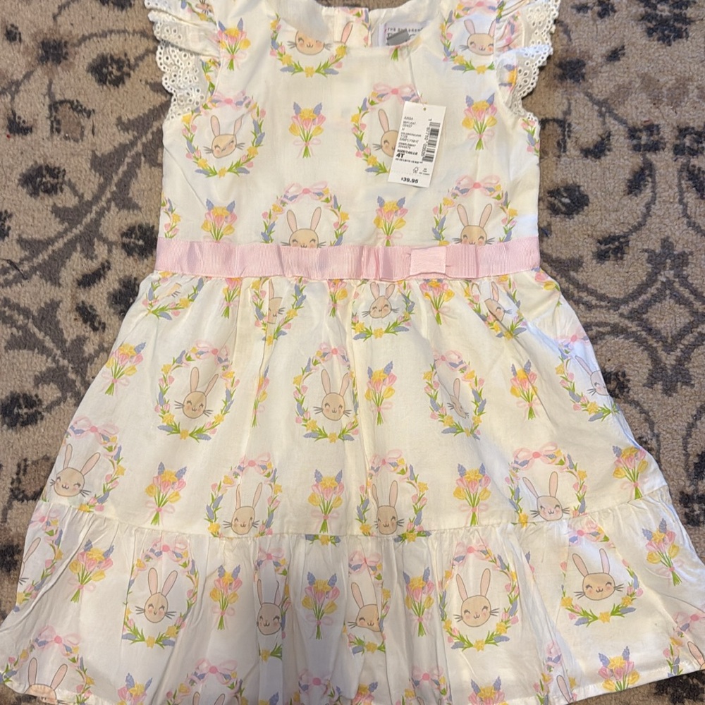 Floral Bunny Print Kids Dress